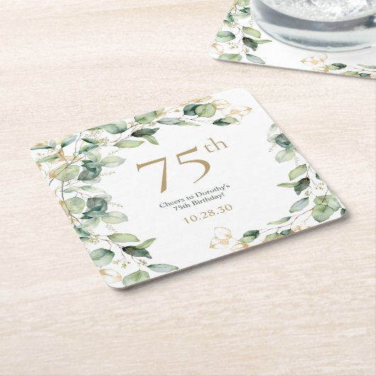 75e verjaardag Eucalyptus Kartonnen Onderzetters (Schuin)