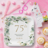 75e verjaardag Eucalyptus Papieren Bordje (Feest)