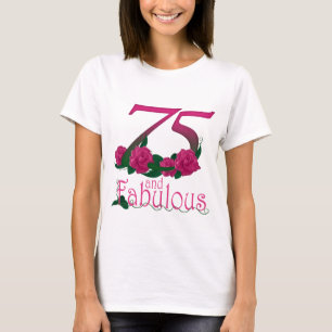 75e verjaardag fabulous roze floral age number t-shirt