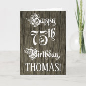 75e verjaardag: Fancy, elegante tekst; Faux Hood l Kaart (Voorkant)