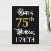 75e verjaardag — Fancy script; Faux Gold Kijk; naa Kaart (Voorkant)