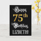 75e verjaardag — Fancy script; Faux Gold Kijk; naa Kaart (Gele Bloem)