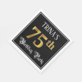 75e verjaardag — Fancy script, Faux Gold look Servet (Hoek)