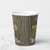 75e verjaardag - Faux Gold & Faux Wood Ziet er uit Papieren Bekers (Rechts)
