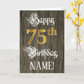 75e verjaardag: Faux Gold look + Faux-houten patro Kaart (Gele Bloem)