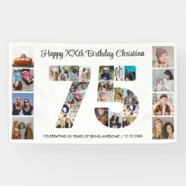 75e verjaardag feestnummer 75 fotocollage spandoek