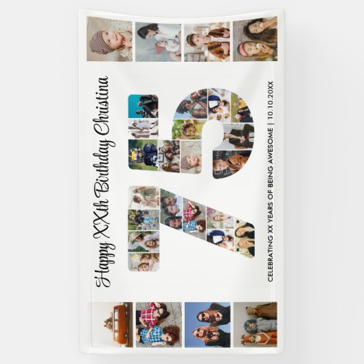 75e verjaardag feestnummer 75 fotocollage spandoek (Verticaal)