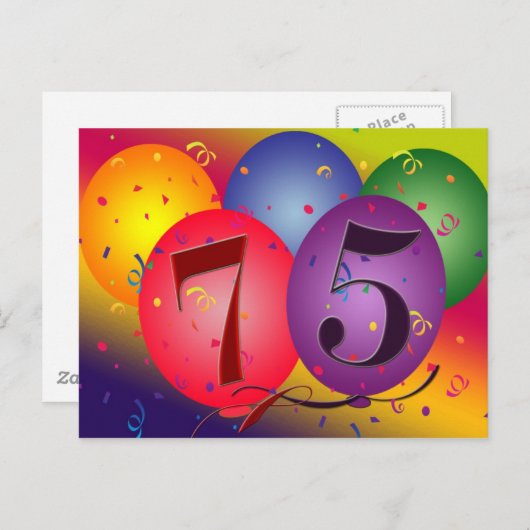 75e verjaardag feestuitnodiging briefkaart (Voorkant / Achterkant)