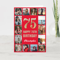 75e verjaardag felicitaties Rood en Goud Foto Coll