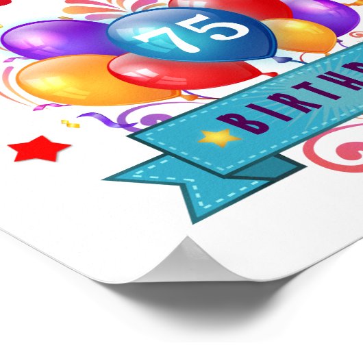 75e verjaardag Festive Colorful Balloons C01G Poster (Hoek)