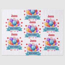 75e verjaardag Festive Colorful Balloons C01GZ Tissuepapier