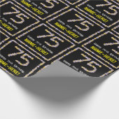 75e verjaardag: Floral Flowers Number, Custom Name Cadeaupapier (Hoek)