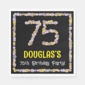 75e verjaardag: Floral Flowers Number, Custom Name Servet (Voorkant)