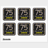 75e verjaardag: Floral Flowers Number, Custom Name Vierkante Sticker (Vel)