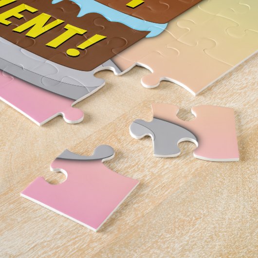 75e verjaardag: Fun Cake and Candles + Custom Name Legpuzzel (Zijkant)