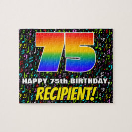 75e verjaardag — Fun, Colorful Music Symbols & "75 Legpuzzel