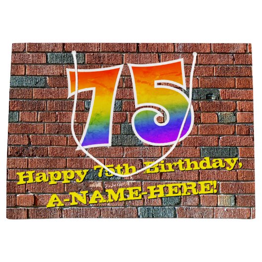 75e verjaardag: Fun, door graffiti geïnspireerde r Groot Cadeauzakje (Voorkant)