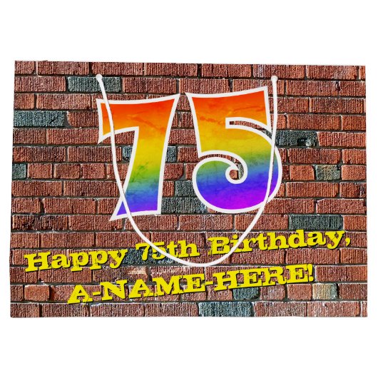 75e verjaardag: Fun, door graffiti geïnspireerde r Groot Cadeauzakje (Achterkant)