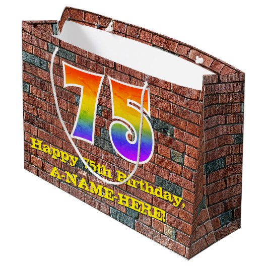 75e verjaardag: Fun, door graffiti geïnspireerde r Groot Cadeauzakje (Achterkant Gekanteld)