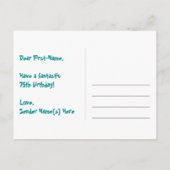 75e verjaardag: Fun Hearts-patroon, Regenboog 75 Briefkaart (Achterkant)