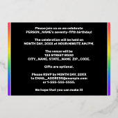 75e verjaardag — Fun, kleurrijke Fireworks look Folie Uitnodiging (Achterkant)