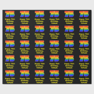 75e verjaardag: Fun, kleurrijke regenboog geïnspi Cadeaupapier