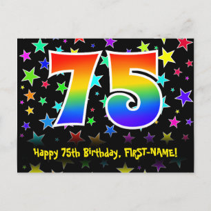 75e verjaardag: Fun Stars-patroon, Regenboog 75, N Briefkaart