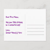 75e verjaardag: Fun Stars Pattern, Rainbow 75, Naa Briefkaart (Achterkant)