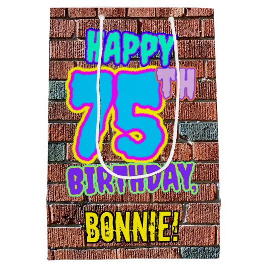 75e verjaardag: Fun, Urban Graffiti geïnspireerd K Medium Cadeauzakje (Achterkant)