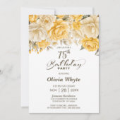 75e verjaardag Geel Rose Bloemenfeest Kaart (Voorkant)