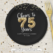 75e verjaardag gejuich voor 75 jaar zwart goud papieren bordje