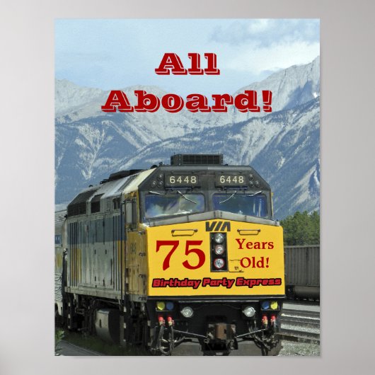 75e verjaardag Gele trein 11x14 matte poster (Voorkant)