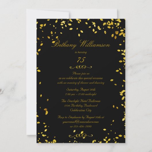 75e verjaardag Glamoureuze Gouden Confetti Kaart (Achterkant)
