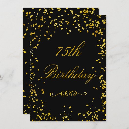 75e verjaardag Glamoureuze Gouden Confetti Kaart (Voorkant / Achterkant)