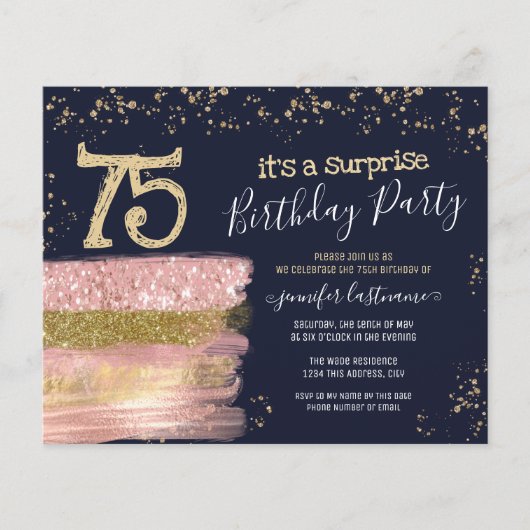 75e verjaardag Glitter Cake verrassingsbegroting (Voorkant)