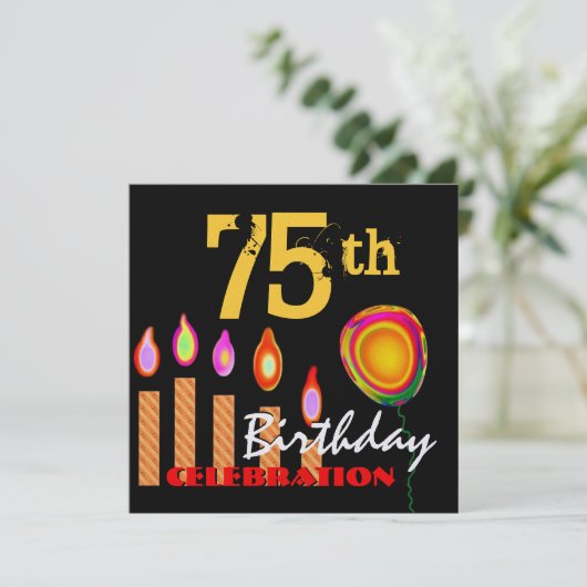 75e verjaardag Gold-kaarsen en ballonmetaal Kaart (Staand voorkant)