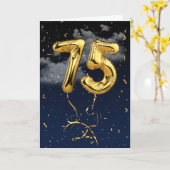 75e verjaardag Gold Mylar ballon en Confetti Card Kaart (Gele Bloem)