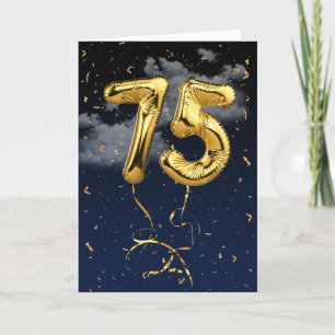 75e verjaardag Gold Mylar ballon en Confetti Card Kaart