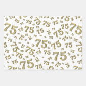75e verjaardag Gold & White Number patroon 75 Inpakpapier Vel (Voorkant)