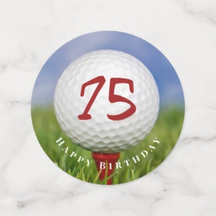 75e verjaardag golf op rood t-shirt confetti
