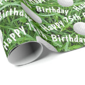 75e verjaardag golfballen op gras inpakpapier (Rol Hoek)