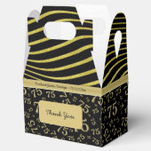 75e verjaardag goud en zwart collage patroon bedankdoosjes (Geopend)