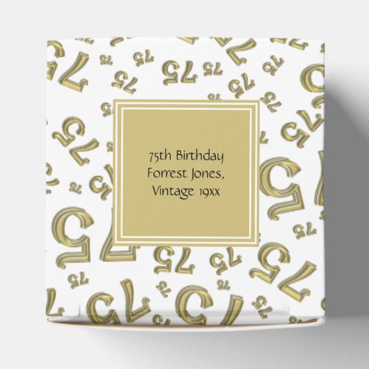 75e verjaardag Goud/Wit collage patroon Bedankdoosjes (Bovenkant)