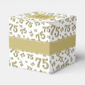75e verjaardag Goud/Wit collage patroon Bedankdoosjes (Achterkant)