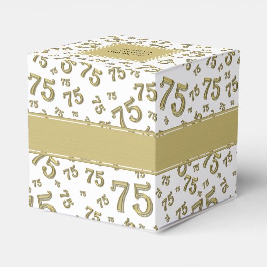 75e verjaardag Goud/Wit collage patroon Bedankdoosjes (Achterkant)