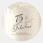 75e verjaardag Gouden Glitter Ronde Sticker (Voorkant)