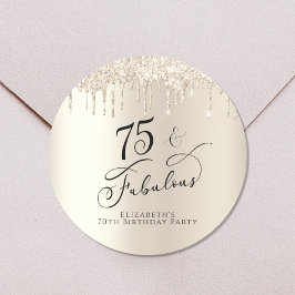 75e verjaardag Gouden Glitter Ronde Sticker