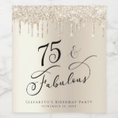 75e verjaardag Gouden Glitter Wijn Etiket (Enkel label)