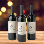 75e verjaardag Gouden Glitter Wijn Etiket