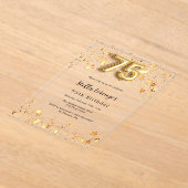 75e verjaardag gouden sterren helder acryl uitnodigingen (Laagn)